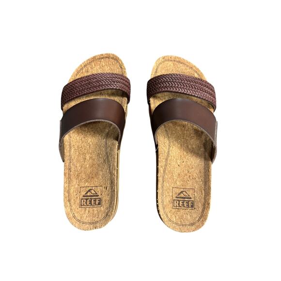 Reef Cushion Vista Hi Twist Womens Sandal | Island Water Sports REEF Cushion Vista Hi Sandals Size 8 Brown Platform Braided Double Strap
